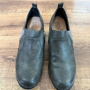 ACROFT & BARROW Women’s Gray Slip-On Comfort Black Heel Ankle Bottie Zise 10